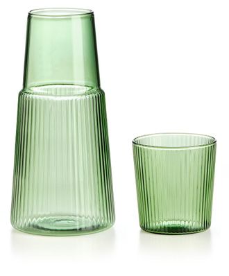 IVV narciso jarr&oacute;n con vaso plisado borosilicato verde cl-60+23
