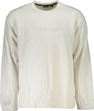 Calvin Klein Sweatshirt van geborsteld sportmateriaal met logoprint - Heren - Longsleeves - Wit - XL - Katoen - Tops