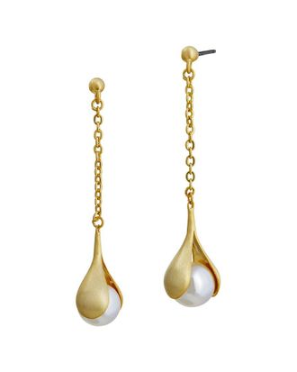 Savvy Cie Jewels 18K Over Silver 8.55Mm Pearl Drop Earrings