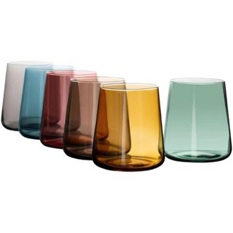 Trade Shop Trade Shop - Conjunto De 6 Gafas De Colores De 380 Ml En Vidrio Para Agua Y Vino De Vino