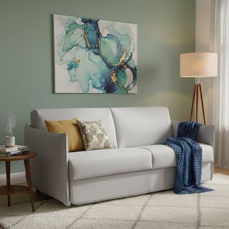 Dmora Sof&aacute; Cama 2 Plazas Trovo, Desenfundable, Con Almacenaje Hecho En Italia, Apertura Abatible, 180x95 Cm Beige