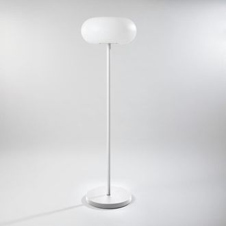 Maisons du monde L&aacute;mpara de pie exterior inal&aacute;mbrica y recargable de acero blanco