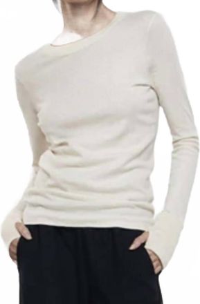 Enza Costa Cashmere Cotton Easy Cuffed Crew Top In Natural