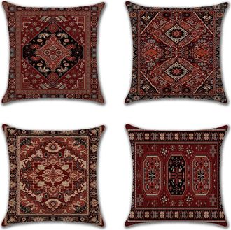 OEM Fundas De Coj&iacute;n Decorativas Geom&eacute;tricas Persas Para Decoraci&oacute;n Del Hogar, Juego De 4 Cojines Decorativos Orientales Ikat De 45,7 X 45,7 Cm