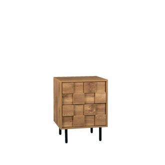 Klast Mesita de noche 2 cajones efecto madera natural 45 cm x 59 cm