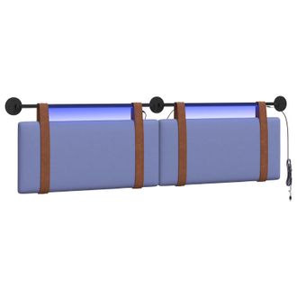 vidaXL Cabecero Colgante Con Luz Led Azul Jeans Pu Antiguo Vidaxl