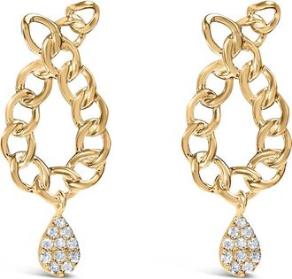 House of Brilliance 14K Yellow Gold Plated Silver 1/10 Cttw Diamond Chain Link Teardrop Earrings at Nordstrom
