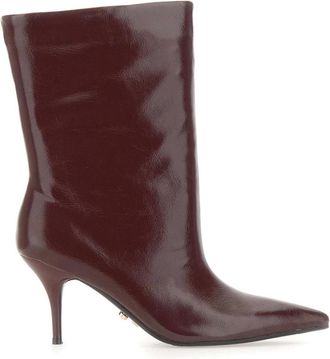Twentyfourhaitch Unuk Enkellaarsjes - Dames - Laarzen met Hak - Rood - 37 EU - Leer - Schoenen