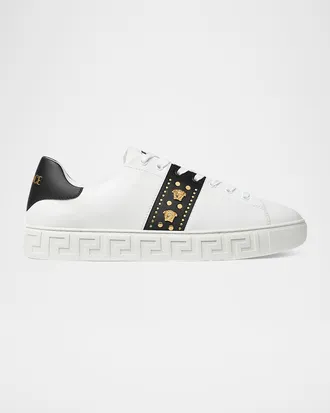 Versace Men & apos;s La Greca Leather Low-Top Sneakers