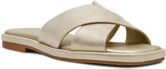 Anne Klein Khloe Crossover Strap Slide Sandal in Platinum at Nordstrom, Size 7.5