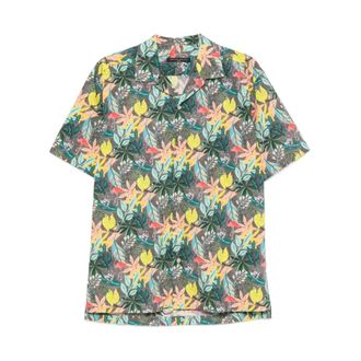 Brian Dales 001 Camicia - Heren - Korte mouwen Overhemden - Veelkleurig - L - Satijn - Overhemden