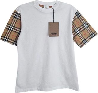 Burberry White cotton jersey & vintage check Carrick oversize T-shirt Size S