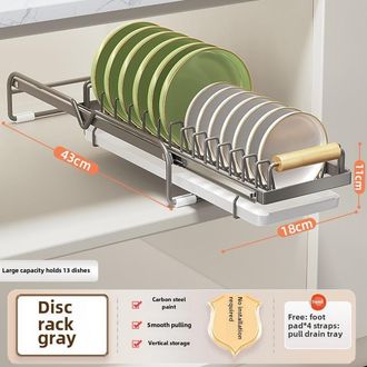 OEM Escurridor De Platos Deslizante Sencillo, Antiadherente Y Antideslizante, Para Armarios De Cocina (gris Escurridor De Platos Deslizante De Un Solo Niv