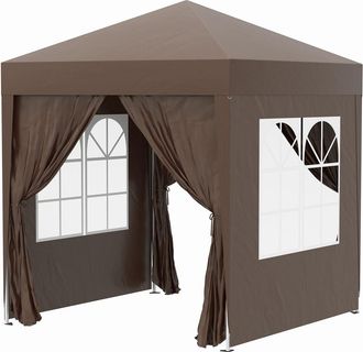 OUTSUNNY Carpa plegable 200x200x240 cm marr&oacute;n