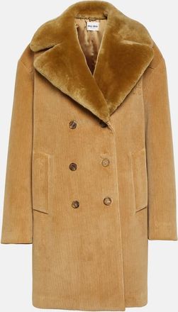 Miu Miu Shearling-trimmed corduroy coat