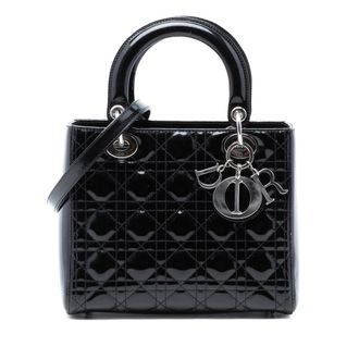 Dior Pre-owned Dior Medium Patent Cannage Lady Dior 01-BO-0112