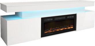 Mirjan24 Mueble Tv Monfero 104, Blanco + Blanco Brillante, N&uacute;mero De Puertas: 0, N&uacute;mero De Cajones: 0, 190x59x41cm, Led