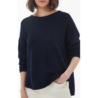 Barbour Marine Relaxed Fit Cotton Sweater in Navy at Nordstrom, Size 12 Us