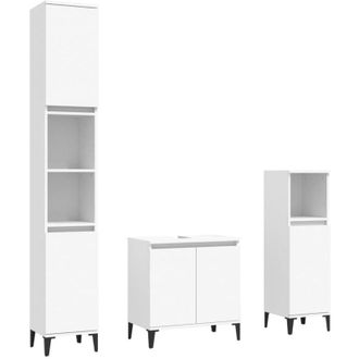 vidaXL Vidaxl - Juego De Muebles De Ba&ntilde;o 3 Pzas Madera Contrachapada Blanco