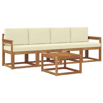 vidaXL Conjunto De Sof&aacute;s De Exterior Con Coj&iacute;n 5 Pcs Natural Y Crema Vidaxl