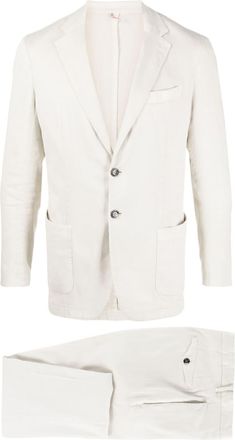 Dell'Oglio single-breasted suit set - men - Polyamide/Cotton/Linen/Flax/Cotton/Spandex/Elastane - 52 - Neutrals