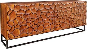 Global Interiors Massivholz Design Sideboard Vulcan Mosaik, 177 x 75 cm - Braun/Schwarz