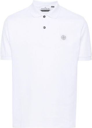 Stone Island Compass-appliqué polo shirt - men - Cotton - XXXL - White