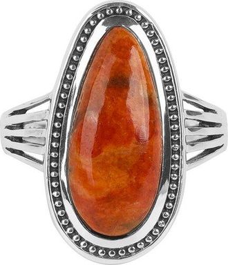 Tiramisu Silver 5.20 Ct. Tw. Orange Mohave Turquoise Ring