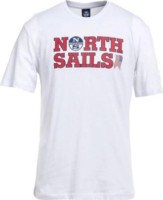 North Sails Iconisch Logo Katoenen Tee - Heren - T-shirts - Wit - 2XL - Katoen - Tops