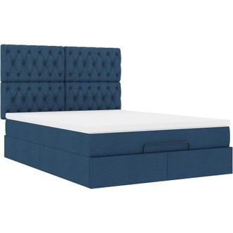 vidaXL Vidaxl - Estructura De Cama Otomana Colch&oacute;n Tela Azul Pardo 140x200cm
