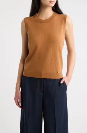 Tahari by ASL Cotton Blend Sweater Vest in Toffee at Nordstrom, Size X-Small