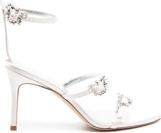 Sophia Webster Grace 80mm crystal-embellished sandals - women - Fabric/Leather - 38 - White