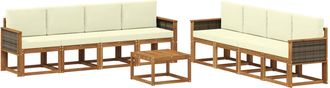 vidaXL Conjunto De Sof&aacute;s De Exterior 9 Uds. Natural Y Crema Vidaxl