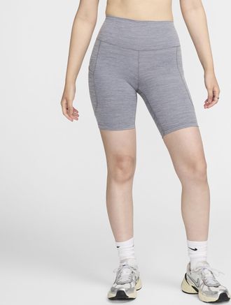 Nike Womens One High-Waisted 8 Biker Shorts with Pockets in Grey | FZ6758-084