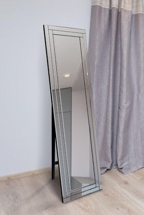 MirrorOutlet Luxford All Glass Bevel Free Standing Cheval Dress Mirror 150 x 40CM in Silver | Size: 1 Pack