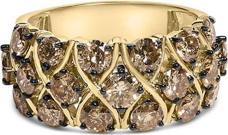House of Brilliance 10K Yellow Gold Plated.925 Sterling Silver 3.0 Cttw Champagne Diamond Multi Lattice Band Ring