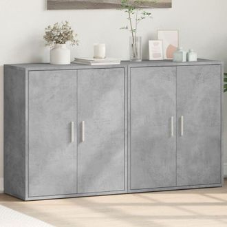 vidaXL Credenze 2 pz Grigio Cemento 60x31x70 cm in Legno Multistrato - Vidaxl