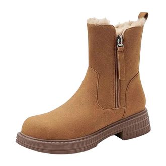 Generic Womens Retro Ankle Boots Round Toe Medium Block Heel Platform Slip On Design For Comfortable Leisure Wear