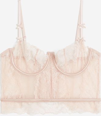 H&M Unwattiertes Bustier aus Spitze - Pink