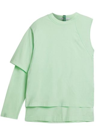 Yohji Yamamoto asymmetric layered-effect T-shirt - women - Cotton - S - Green