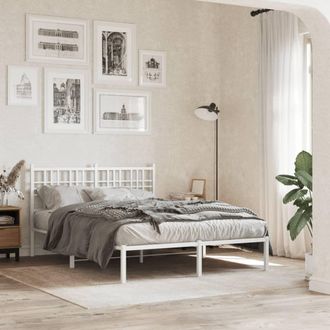 vidaXL Estructura Cama Sin Colch&oacute;n Con Cabecero Metal Blanco 120x190cm Vidaxl