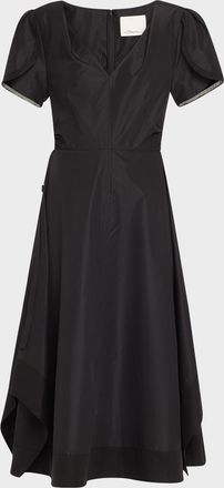 3.1 Phillip Lim V-Neck Tulip-Sleeve Midi Dress