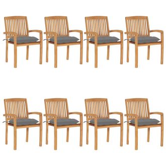 vidaXL Sillas De Jard&iacute;n Apilables 8 Uds Madera De Teca Con Cojines Vidaxl
