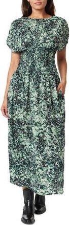 Scotch & Soda Smocked Waist Maxi Dress in Shibori Floral Green at Nordstrom Rack, Size 8 Us / 38 Eu