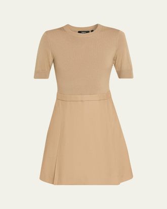 Theory Short-Sleeve Combo Mini Dress