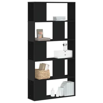 vidaXL Vidaxl - Libreria 5 Ripiani Nera 80,5x23,5x162,5cm In Legno Multistrato
