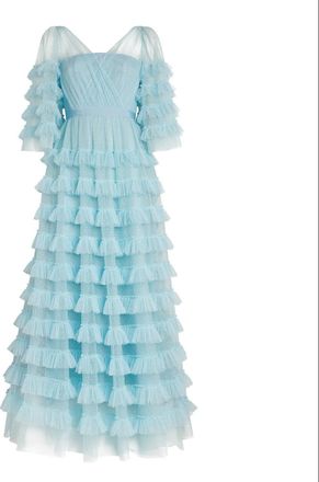 Huishan Zhang Marybell Tiered Point Desprit Gown Size L