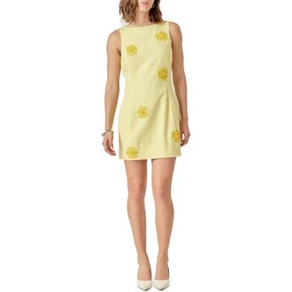 endless rose Floral Beaded Sleeveless Minidress in Butter at Nordstrom, Size Small