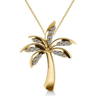 Allurez Diamond Summer Palm Tree Pendant Necklace 14k in Yellow Gold at Nordstrom, Size 18