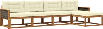vidaXL Conjunto De Sof&aacute;s De Exterior 5 Uds. Natural Y Crema Vidaxl